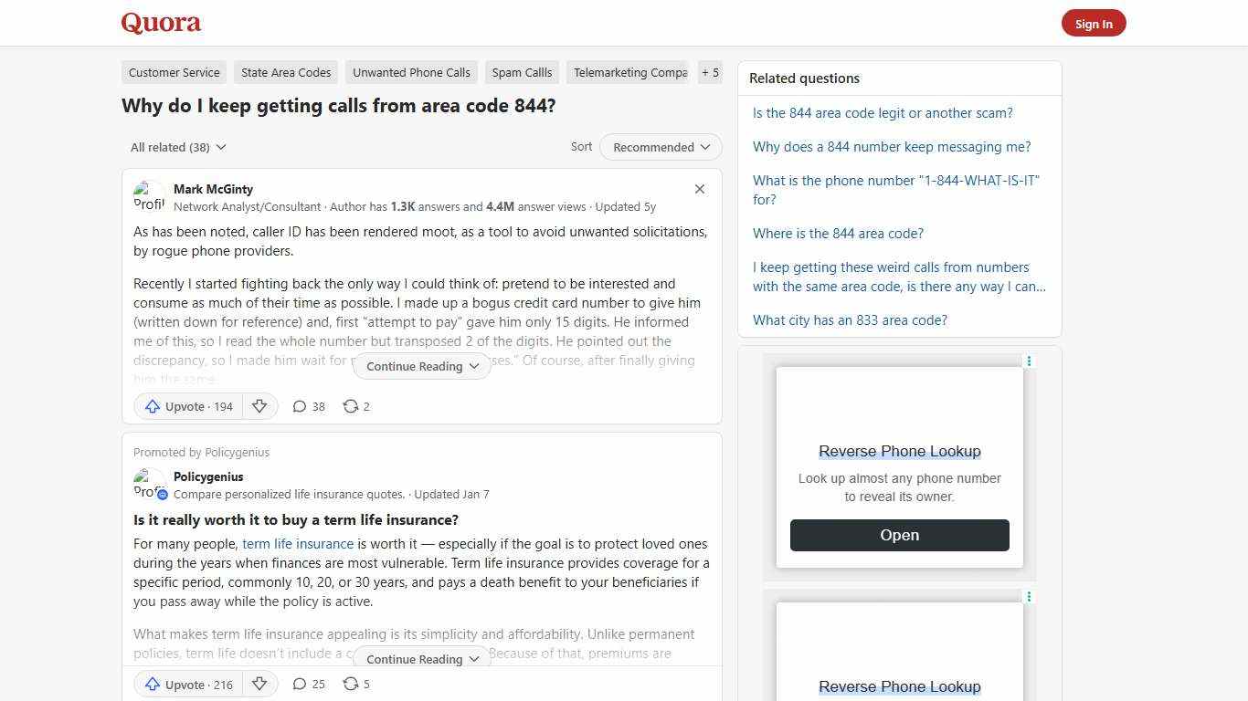 Why do I keep getting calls from area code 844? - Quora